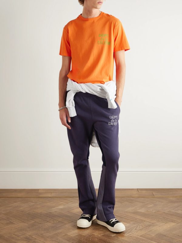 Flared Panelled Logo-Print Cotton-Jersey Sweatpants - OU