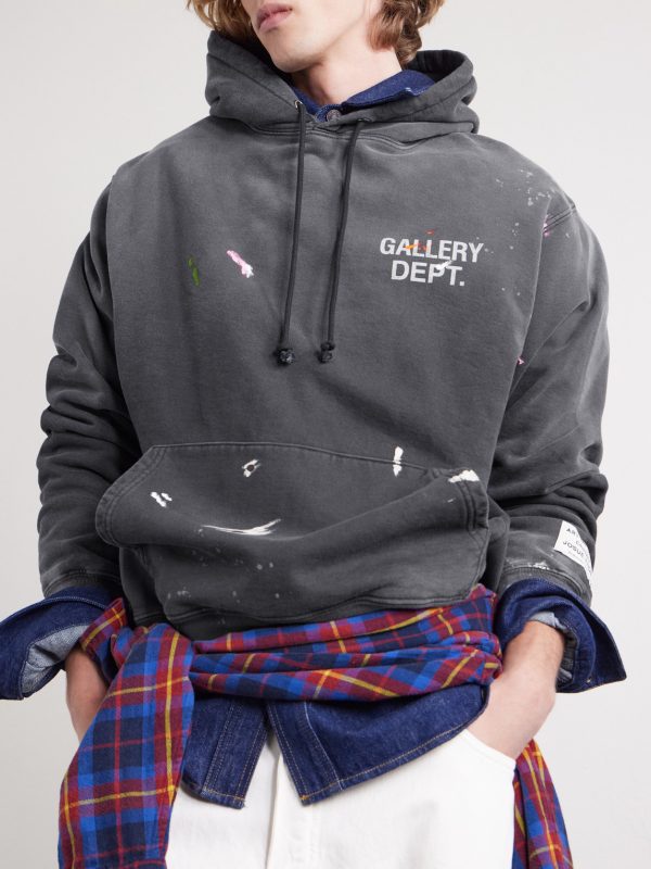 Logo-Print Paint-Splattered Cotton-Jersey Hoodie - CU