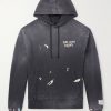 Logo-Print Paint-Splattered Cotton-Jersey Hoodie