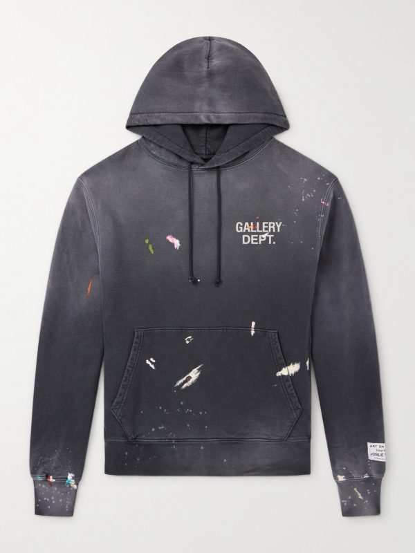 Logo-Print Paint-Splattered Cotton-Jersey Hoodie