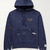 Logo-Print Paint-Splattered Cotton-Jersey Hoodie