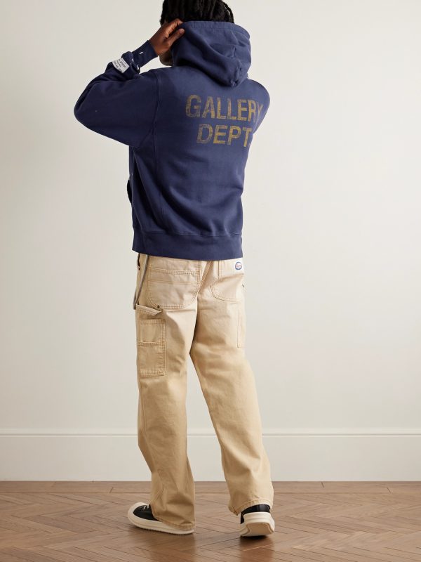 Logo-Print Paint-Splattered Cotton-Jersey Hoodie - OU