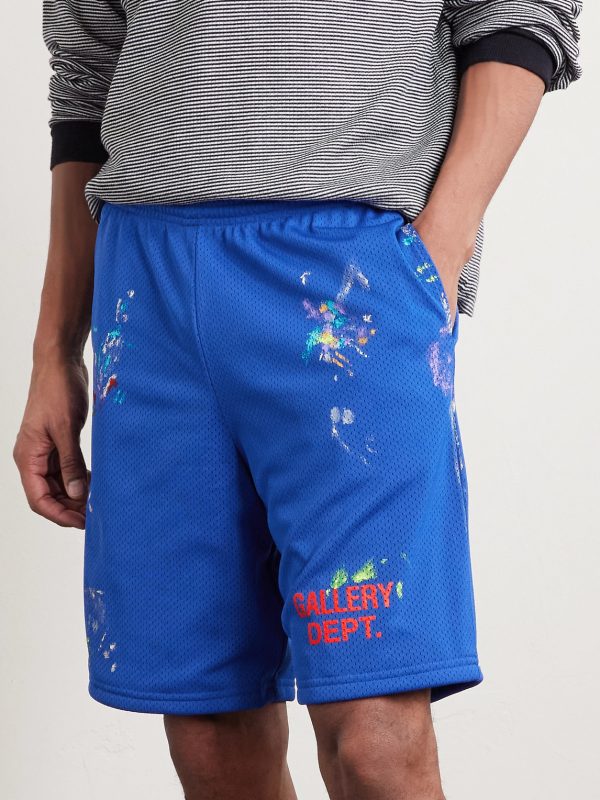 Studio Gym Straight-Leg Paint-Splattered Mesh Shorts - CU Studio Gym Straight-Leg Paint-Splattered Mesh Shorts - CU