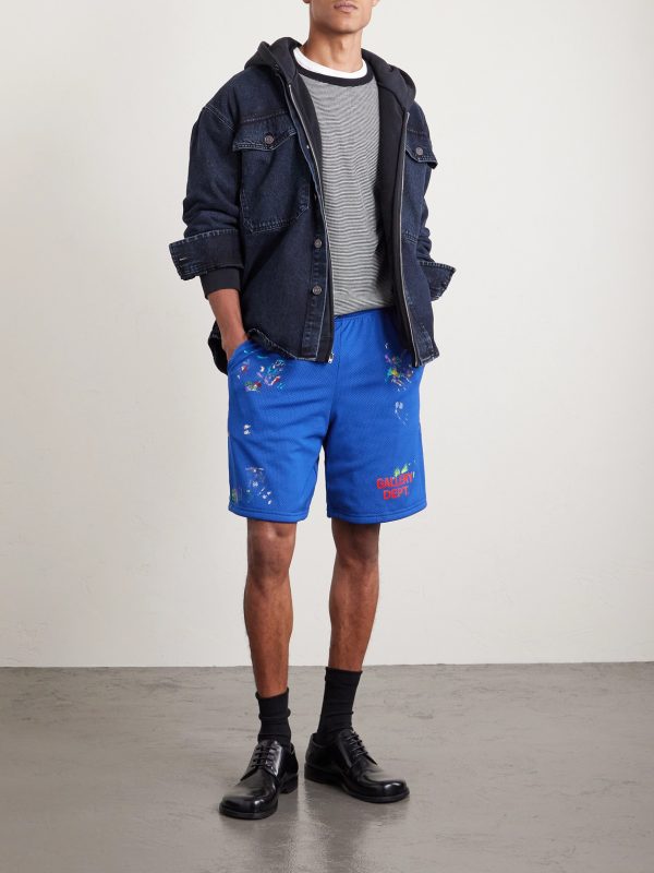 Studio Gym Straight-Leg Paint-Splattered Mesh Shorts - OU Studio Gym Straight-Leg Paint-Splattered Mesh Shorts - OU
