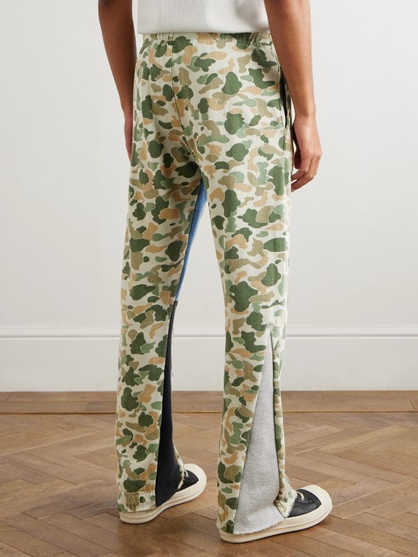 Flared Patchwork Camouflage and Logo-Print Cotton-Jersey Sweatpants - BK Flared Patchwork Camouflage and Logo-Print Cotton-Jersey Sweatpants - BK