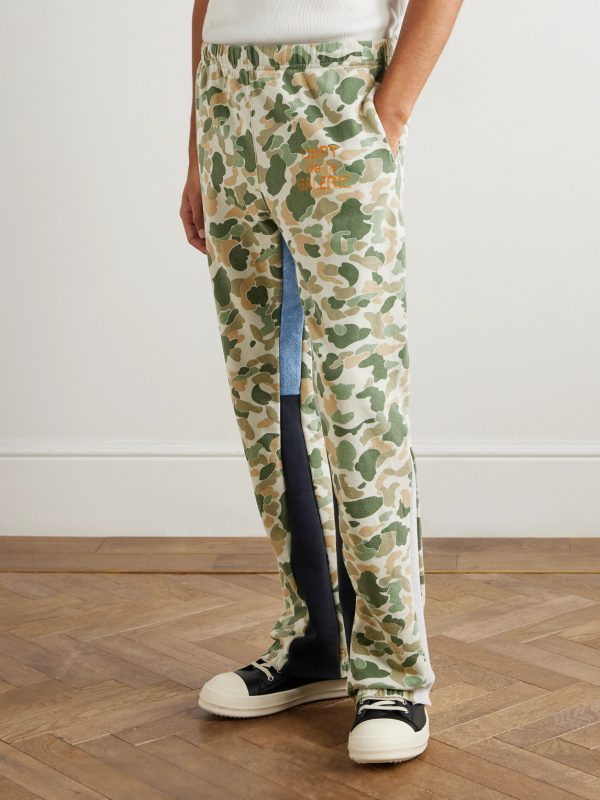 Flared Patchwork Camouflage and Logo-Print Cotton-Jersey Sweatpants - FR Flared Patchwork Camouflage and Logo-Print Cotton-Jersey Sweatpants - FR