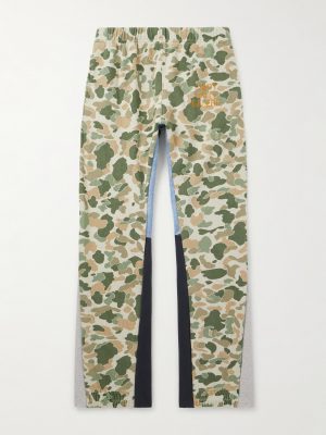Flared Patchwork Camouflage and Logo-Print Cotton-Jersey Sweatpants