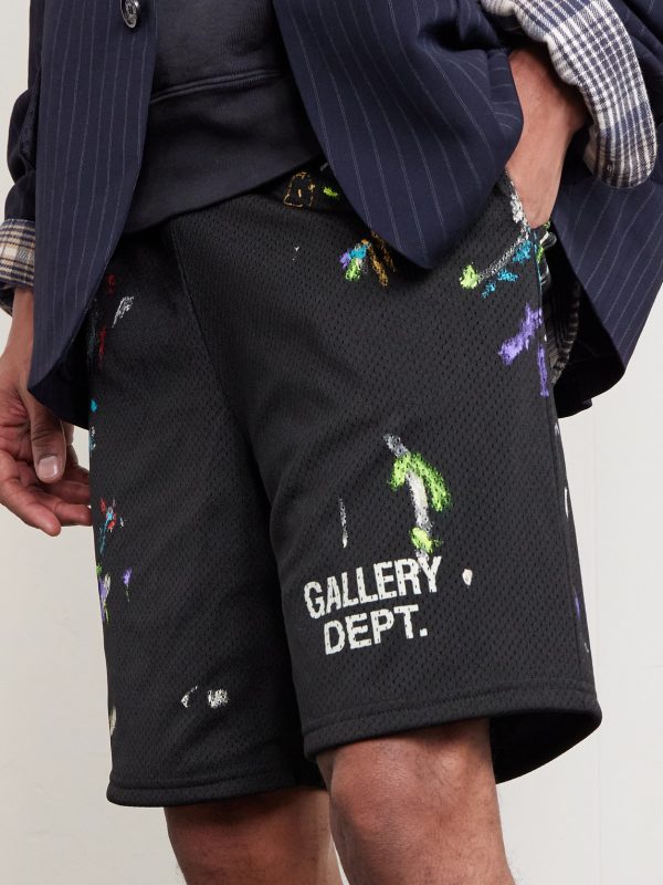 Studio Gym Straight-Leg Paint-Splattered Mesh Shorts - CU Studio Gym Straight-Leg Paint-Splattered Mesh Shorts - CU