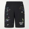 Studio Gym Straight-Leg Paint-Splattered Mesh Shorts Studio Gym Straight-Leg Paint-Splattered Mesh Shorts
