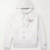 Logo-Print Paint-Splattered Cotton-Jersey Hoodie