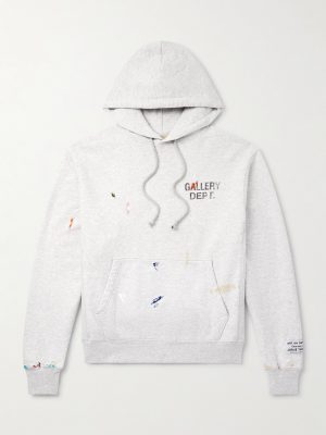 Logo-Print Paint-Splattered Cotton-Jersey Hoodie