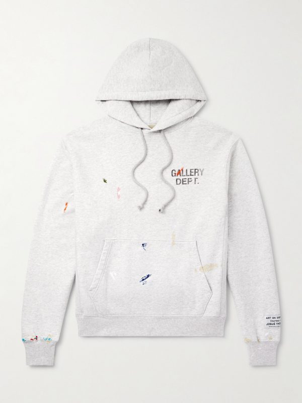 Logo-Print Paint-Splattered Cotton-Jersey Hoodie