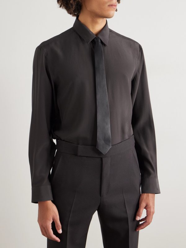 Slim-Fit Silk Shirt - OU Slim-Fit Silk Shirt - OU
