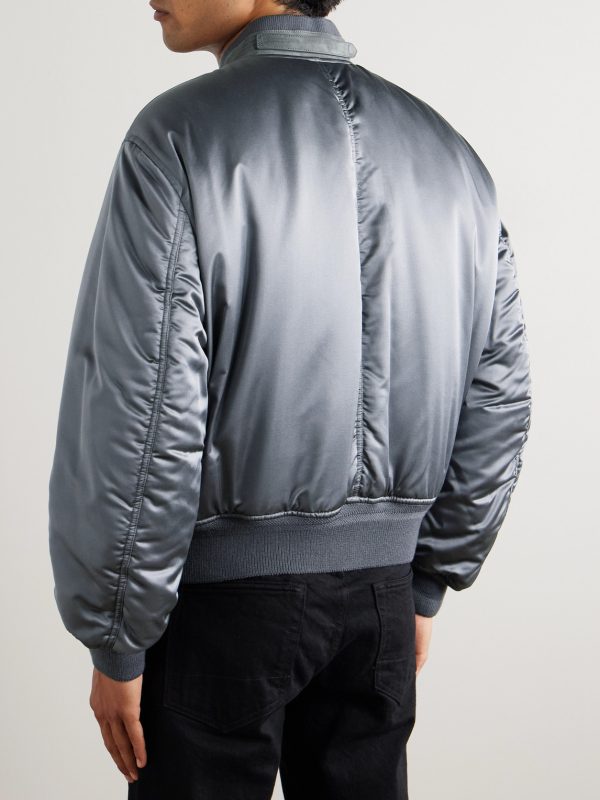 Silk-Satin Padded Bomber Jacket - BK