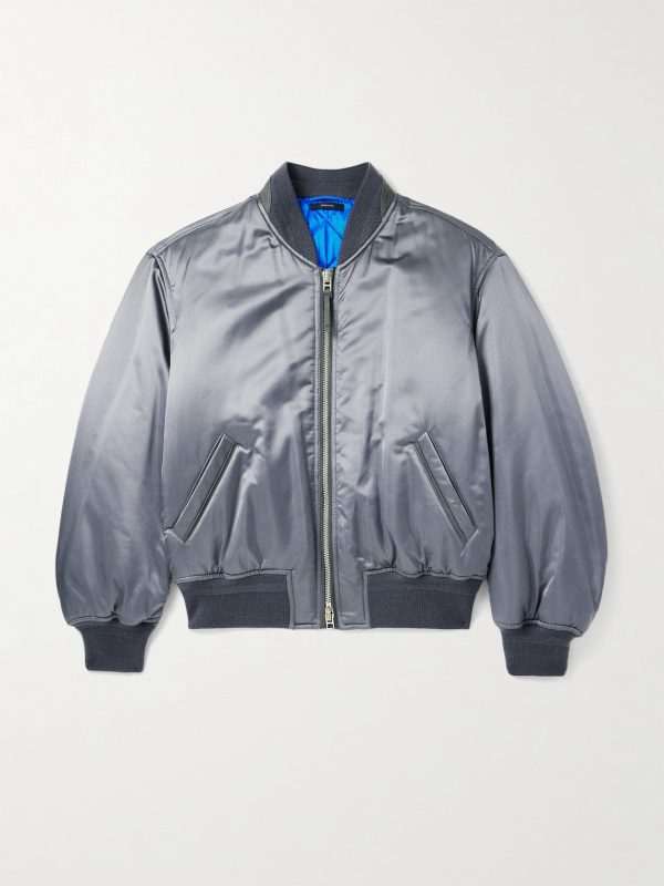 Silk-Satin Padded Bomber Jacket