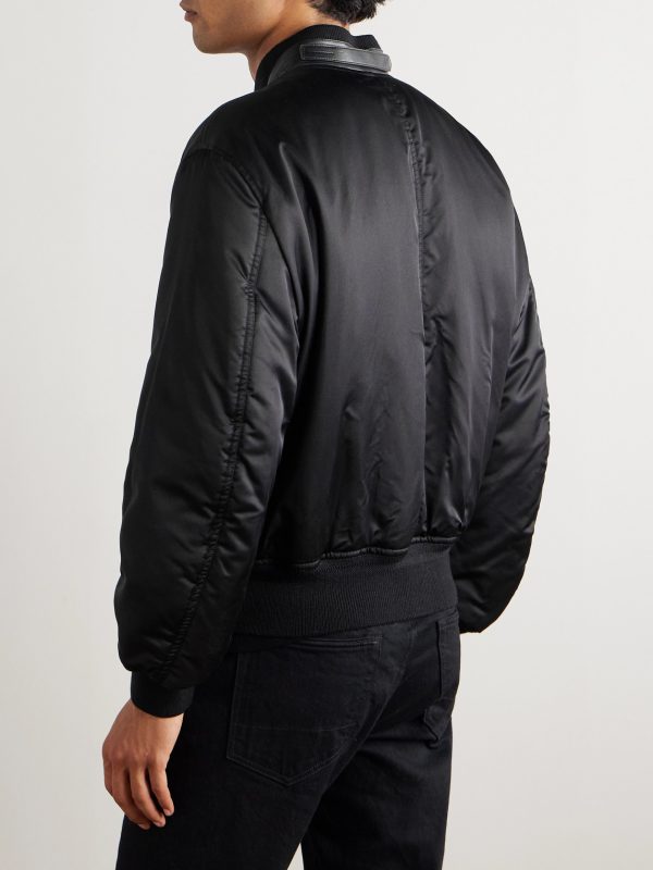 Silk-Satin Padded Bomber Jacket - BK Silk-Satin Padded Bomber Jacket - BK