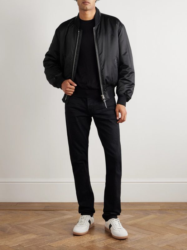 Silk-Satin Padded Bomber Jacket - OU Silk-Satin Padded Bomber Jacket - OU