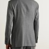 Double-Breasted Birdseye Wool Suit Jacket - BK