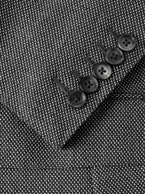 Double-Breasted Birdseye Wool Suit Jacket - CU