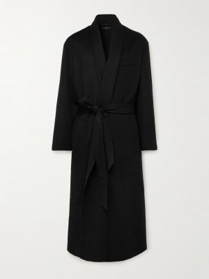 Oversized Shawl-Collar Belted Wool and Silk-Blend Felt Coat