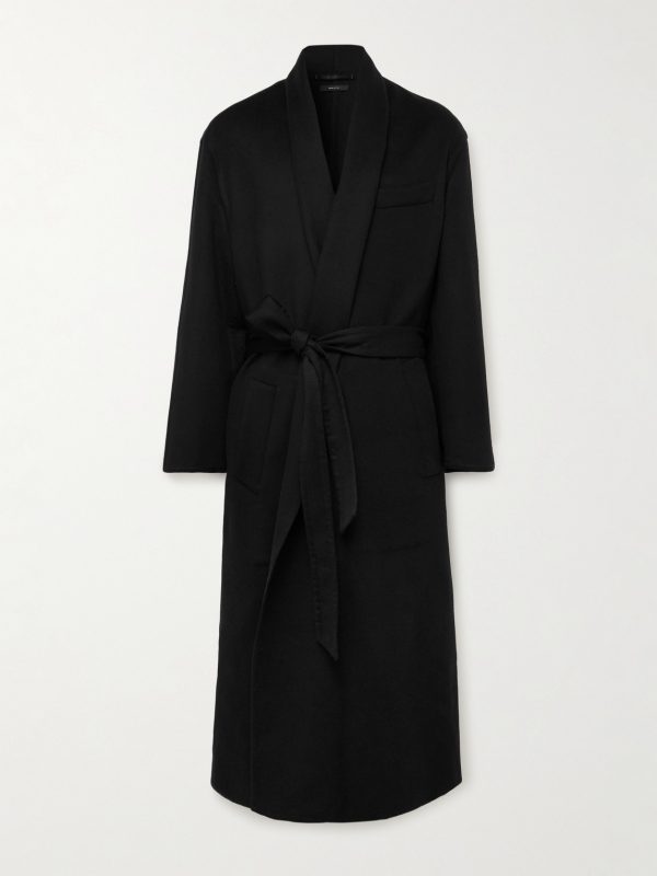 Oversized Shawl-Collar Belted Wool and Silk-Blend Felt Coat Oversized Shawl-Collar Belted Wool and Silk-Blend Felt Coat