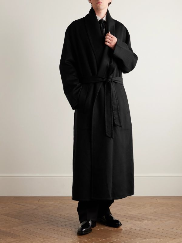 Oversized Shawl-Collar Belted Wool and Silk-Blend Felt Coat - OU Oversized Shawl-Collar Belted Wool and Silk-Blend Felt Coat - OU