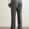 Straight-Leg Pleated Birdseye Wool Suit Trousers - BK