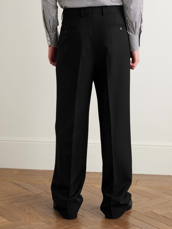 Straight-Leg Pleated Wool-Crepe Suit Trousers - BK Straight-Leg Pleated Wool-Crepe Suit Trousers - BK