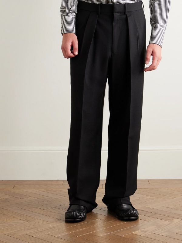 Straight-Leg Pleated Wool-Crepe Suit Trousers - FR Straight-Leg Pleated Wool-Crepe Suit Trousers - FR