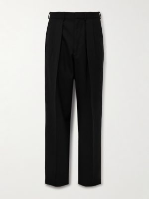 Straight-Leg Pleated Wool-Crepe Suit Trousers