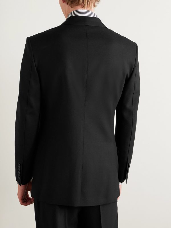 Slim-Fit Double-Breasted Wool-Crepe Suit Jacket - BK Slim-Fit Double-Breasted Wool-Crepe Suit Jacket - BK