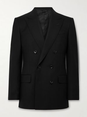 Slim-Fit Double-Breasted Wool-Crepe Suit Jacket Slim-Fit Double-Breasted Wool-Crepe Suit Jacket