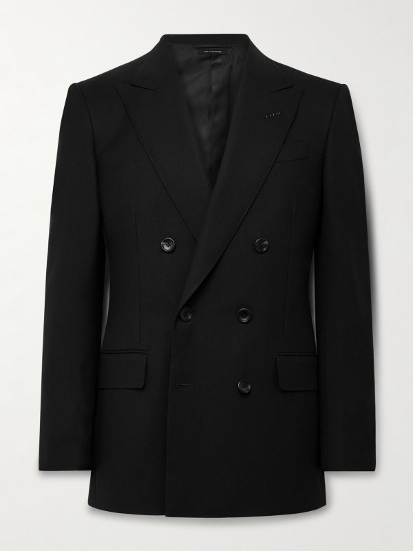 Slim-Fit Double-Breasted Wool-Crepe Suit Jacket Slim-Fit Double-Breasted Wool-Crepe Suit Jacket