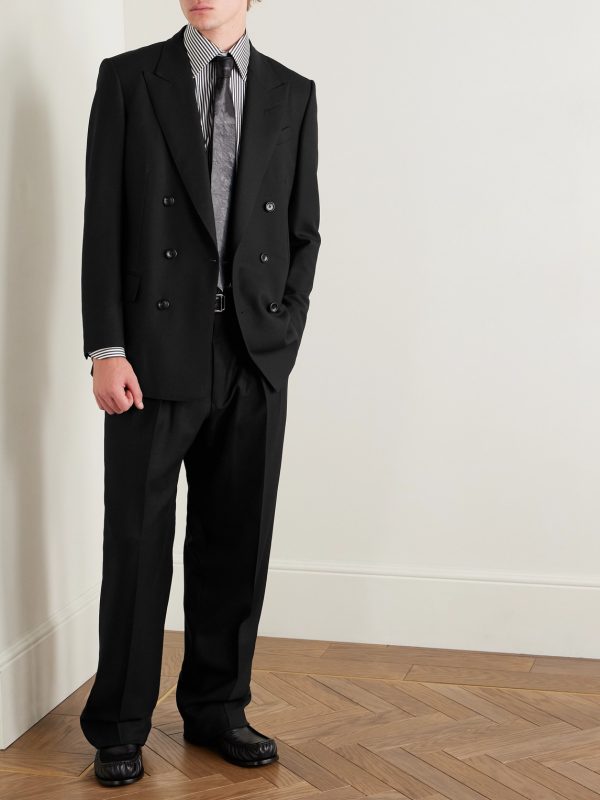 Slim-Fit Double-Breasted Wool-Crepe Suit Jacket - OU Slim-Fit Double-Breasted Wool-Crepe Suit Jacket - OU