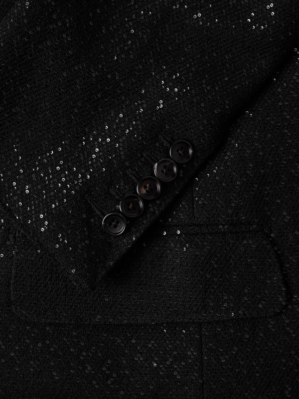 Double-Breasted Sequined Wool-Blend Suit Jacket - CU Double-Breasted Sequined Wool-Blend Suit Jacket - CU