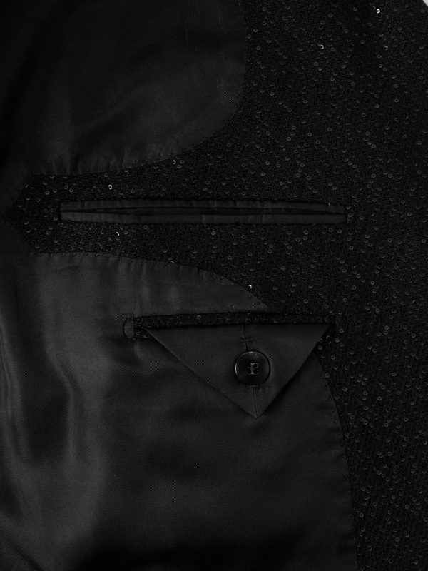 Double-Breasted Sequined Wool-Blend Suit Jacket - E1 Double-Breasted Sequined Wool-Blend Suit Jacket - E1