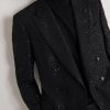 Double-Breasted Sequined Wool-Blend Suit Jacket - E2 Double-Breasted Sequined Wool-Blend Suit Jacket - E2
