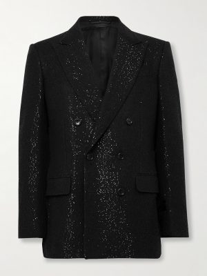 Double-Breasted Sequined Wool-Blend Suit Jacket Double-Breasted Sequined Wool-Blend Suit Jacket