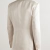 Double-Breasted Cotton and Silk-Blend Satin Tuxedo Jacket - BK Double-Breasted Cotton and Silk-Blend Satin Tuxedo Jacket - BK