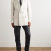 Double-Breasted Cotton and Silk-Blend Satin Tuxedo Jacket - OU Double-Breasted Cotton and Silk-Blend Satin Tuxedo Jacket - OU