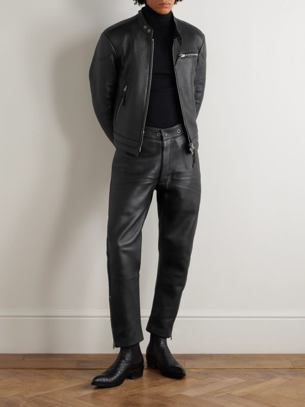Slim-Fit Full-Grain Leather Jacket - OU Slim-Fit Full-Grain Leather Jacket - OU