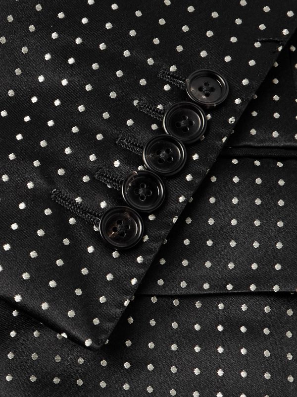 Double-Breasted Polka-Dot Mulberry Silk-Duchesse Satin Tuxedo Jacket - CU Double-Breasted Polka-Dot Mulberry Silk-Duchesse Satin Tuxedo Jacket - CU