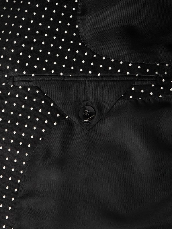 Double-Breasted Polka-Dot Mulberry Silk-Duchesse Satin Tuxedo Jacket - E1 Double-Breasted Polka-Dot Mulberry Silk-Duchesse Satin Tuxedo Jacket - E1