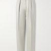 Wide-Leg Pleated Cotton and Silk-Blend Satin Tuxedo Trousers