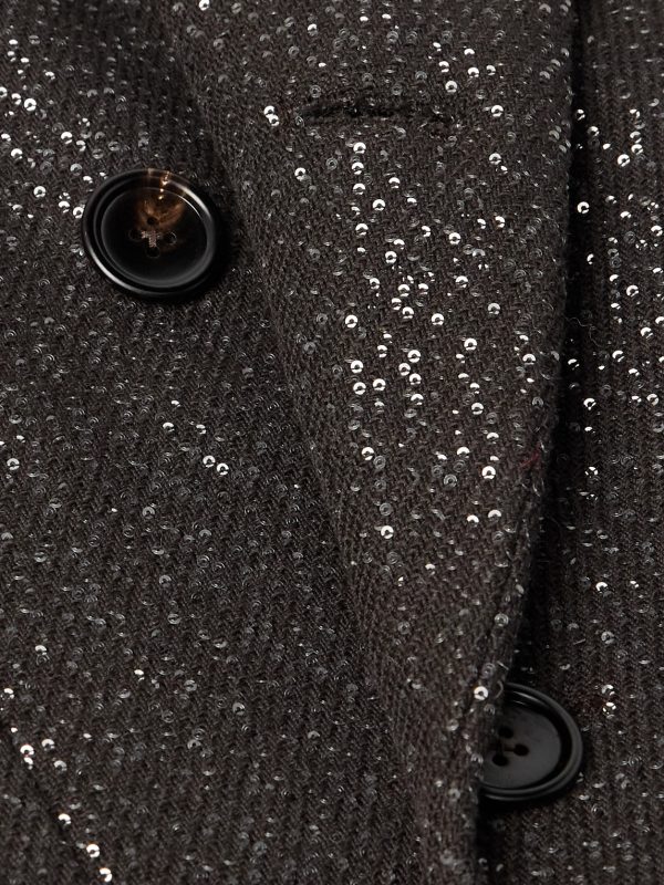 Double-Breasted Sequin-Embellished Wool-Blend Twill Coat - CU