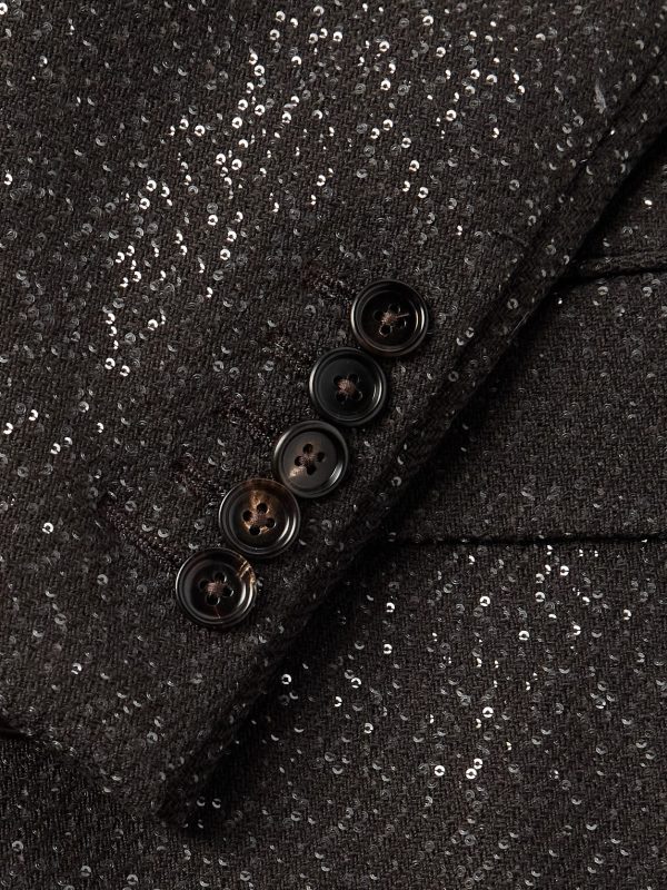 Double-Breasted Sequin-Embellished Wool-Blend Twill Coat - E1