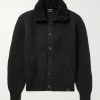 Bouclé-Trimmed Ribbed Cashmere Cardigan Bouclé-Trimmed Ribbed Cashmere Cardigan