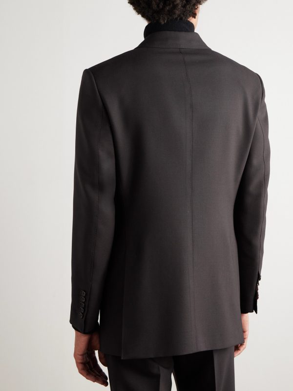 Hopsack Double-Breasted Wool Suit Jacket - BK Hopsack Double-Breasted Wool Suit Jacket - BK