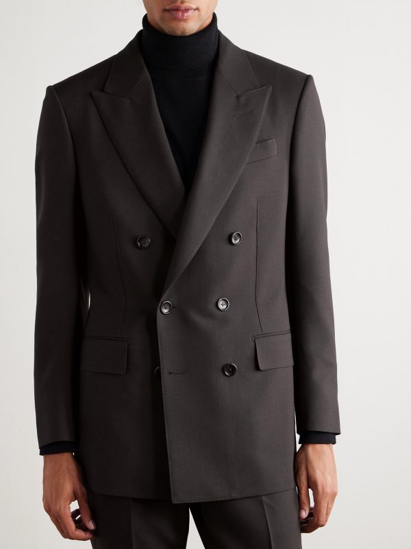 Hopsack Double-Breasted Wool Suit Jacket - FR Hopsack Double-Breasted Wool Suit Jacket - FR