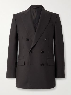 Hopsack Double-Breasted Wool Suit Jacket